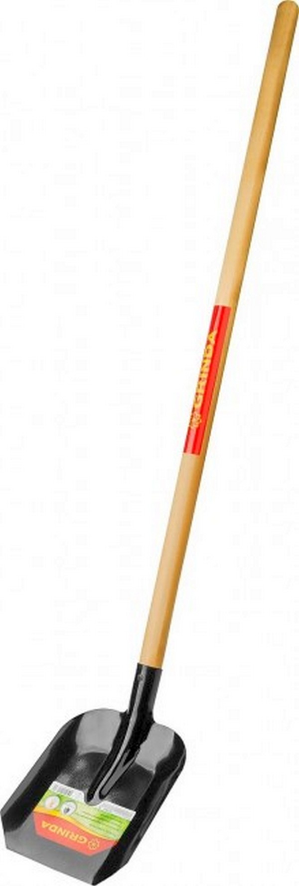 Совковая лопата GRINDA 346 х 235 х 1400 мм, полотно 1.6 мм, закалено, деревянный черенок высш. сорт.
